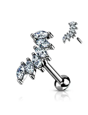 Piercing labret oreille 6 pierres marquise