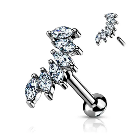 Piercing labret oreille 6 pierres marquise