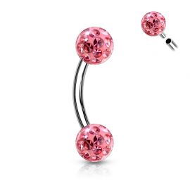 Piercing arcade boules à cristaux rose