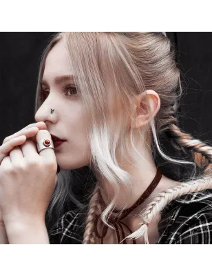 Piercing nez tige en L Playboy lapin opalescent vert foncé