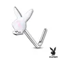 Piercing nez tige en L Playboy lapin opalescent blanc