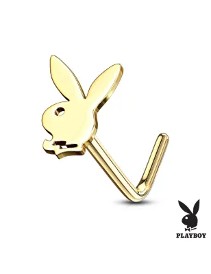 Piercing nez tige en L Playboy lapin doré