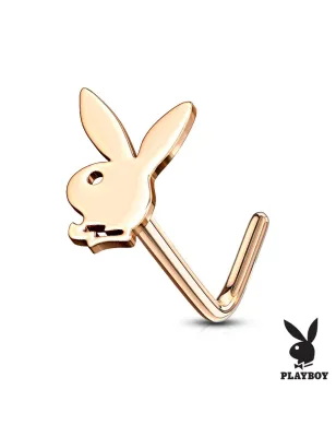 Piercing nez tige en L Playboy lapin or rosé