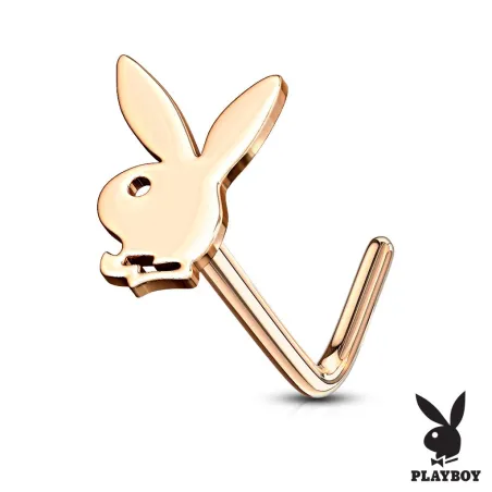Piercing nez tige en L Playboy lapin or rosé