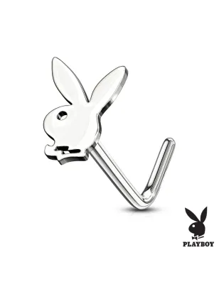 Piercing nez tige en L Playboy lapin argenté