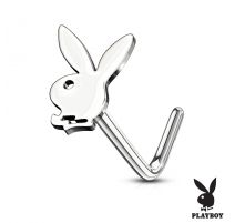 Piercing nez tige en L Playboy lapin argenté