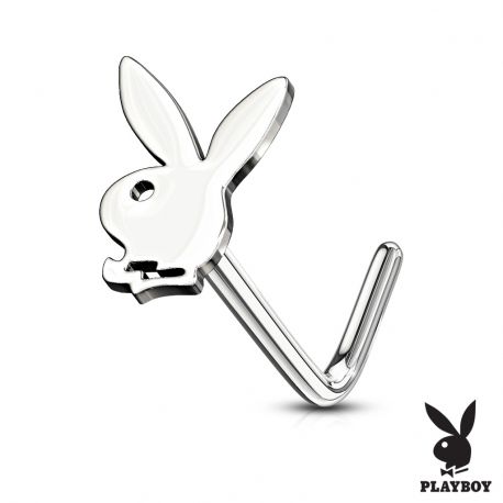 Piercing nez tige en L Playboy lapin argenté
