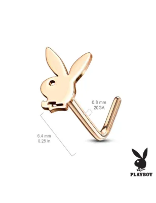 Piercing nez tige en L Playboy lapin or rosé