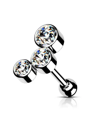 Piercing cartilage hélix trio cristaux blanc