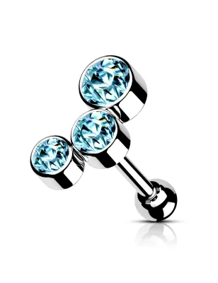 Piercing cartilage hélix trio cristaux turquoise