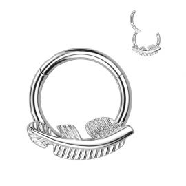 Piercing anneau segment titane G23 feuille argenté
