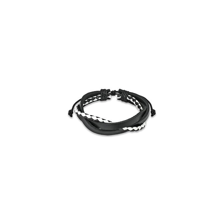 Bracelet Homme en Cuir noir et blanc