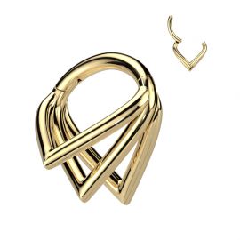 Piercing anneau segment titane G23 triple chevrons doré