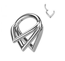 Piercing anneau segment titane G23 triple chevrons argenté