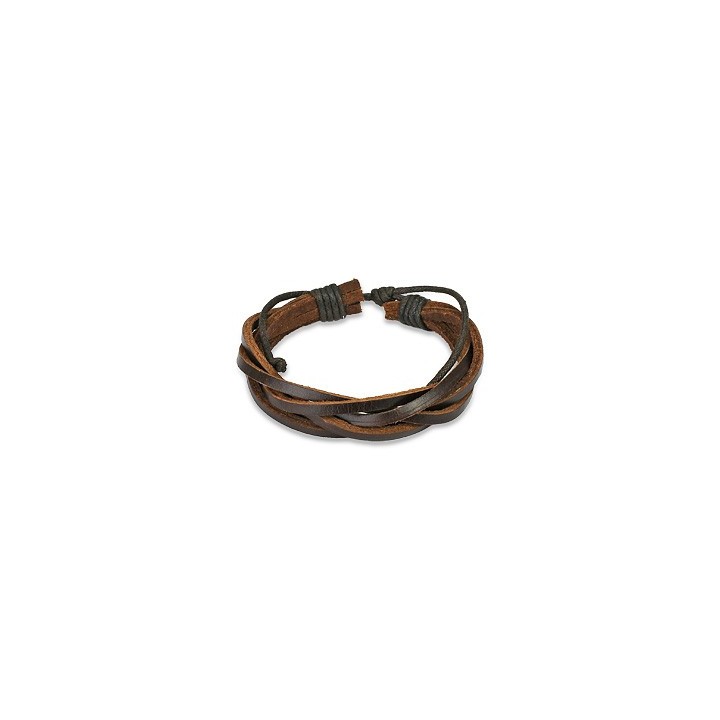 Bracelet Homme en Cuir Marron 5 Brins