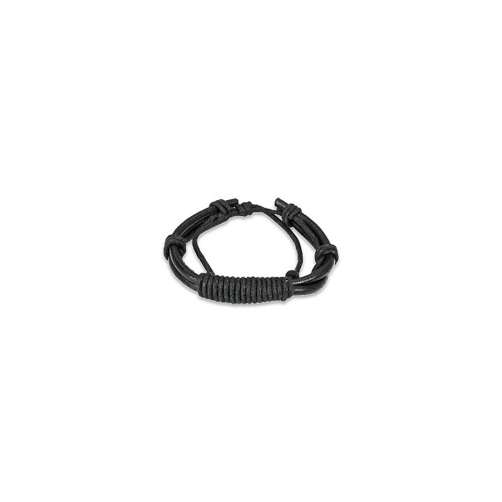 Bracelet Homme en Cuir Noir Noeud