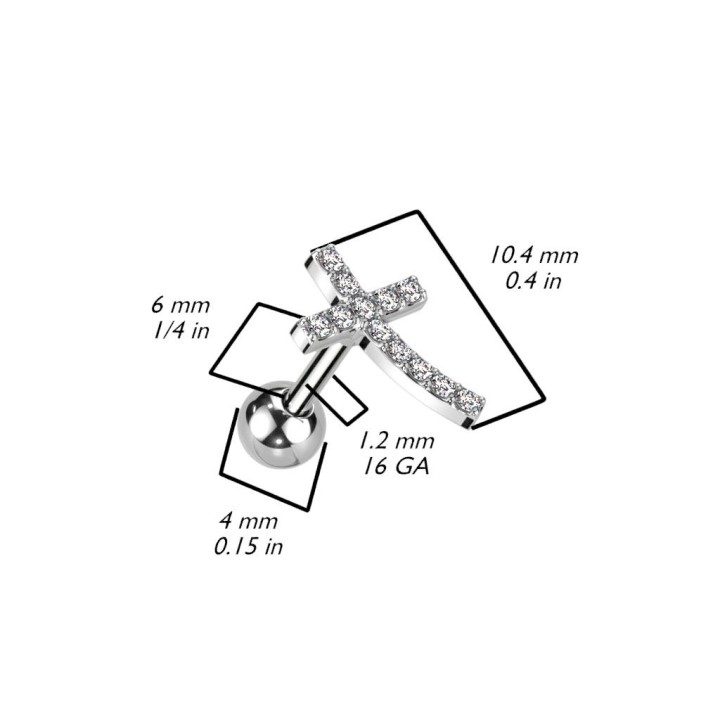 Piercing cartilage hélix croix incurvée