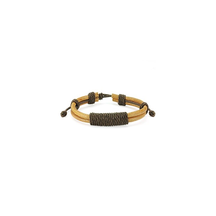 Bracelet Homme en Cuir Marron Noeud