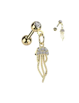 Piercing cartilage hélix pendentif méduse doré