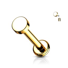 Piercing labret oreille titane doré embout rond
