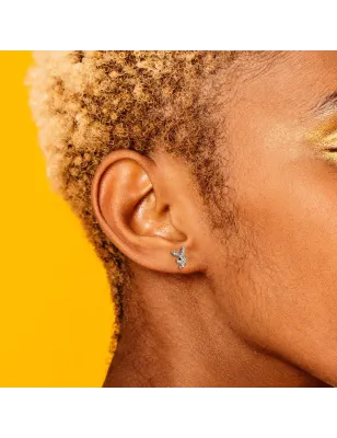 Paire boucles d'oreilles clous Playboy blanc