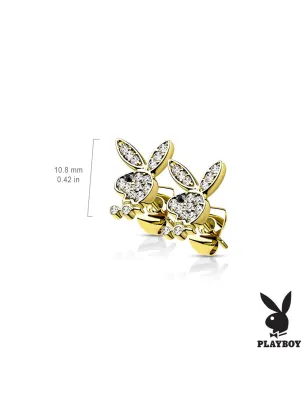 Paire boucles d'oreilles clous Playboy doré