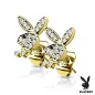 Paire boucles d'oreilles clous Playboy doré