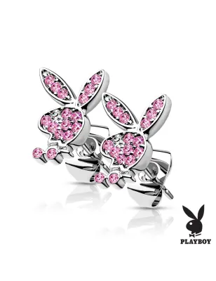 Paire boucles d'oreilles clous Playboy rose