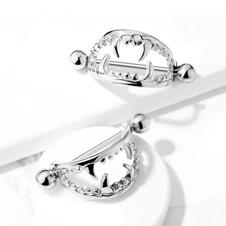 Piercing téton bouclier crocs effrayants