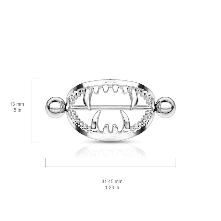 Piercing téton bouclier crocs effrayants