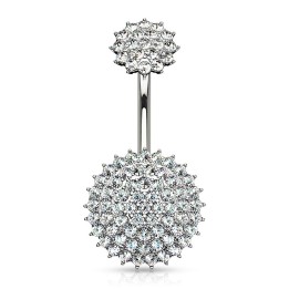 Piercing nombril bouclier pavé de strass