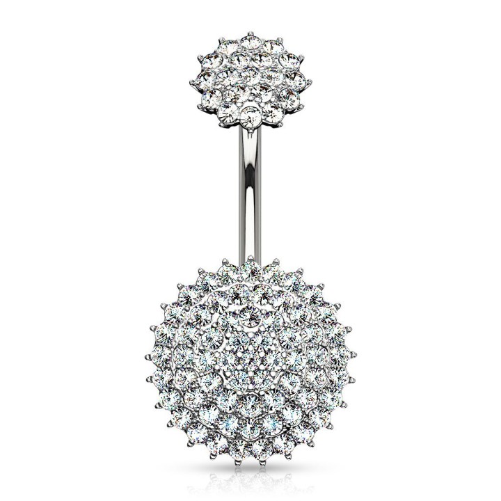 Piercing nombril bouclier pavé de strass