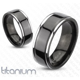 Bague Homme Femme Titane solide Bande Noire Centrale