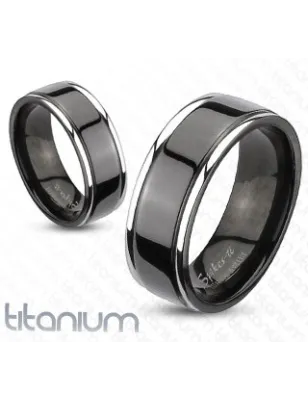 Bague Homme Femme Titane solide Bande Noire Centrale