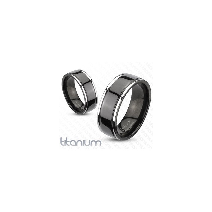 Bague Homme Femme Titane solide Bande Noire Centrale