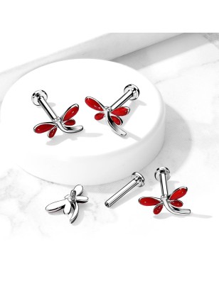 Piercing labret oreille libellule strass