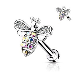 Piercing oreille labret abeille strass