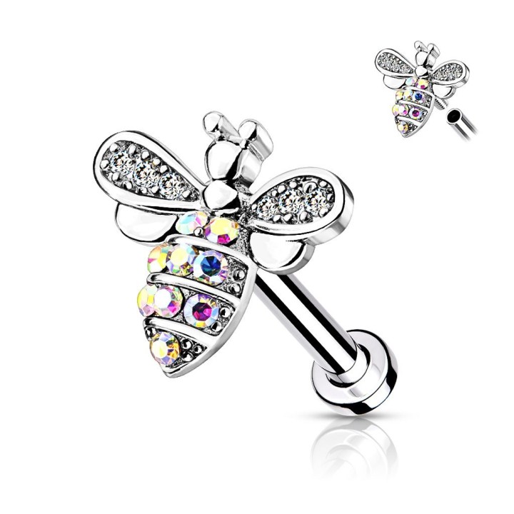 Piercing oreille labret abeille strass