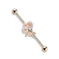 Piercing industriel oreille bouquet de fleurs plaqué or rose Piercing industriel oreille bouquet de fleurs plaqué or rose