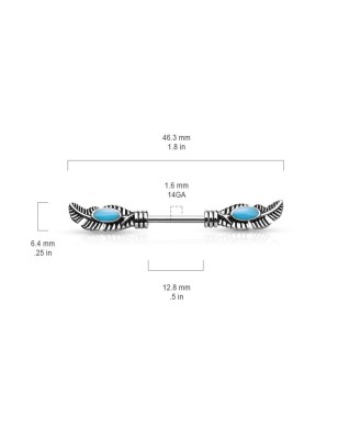 Piercing téton tribal plumes et turquoise