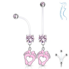 Piercing nombril de grossesse pieds de bébé rose