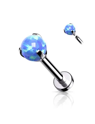 Piercing labret oreille argenté opalite bleue