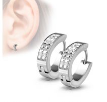 Paire boucles d'oreilles anneaux cristaux blanc