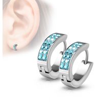 Paire boucles d'oreilles anneaux cristaux turquoise