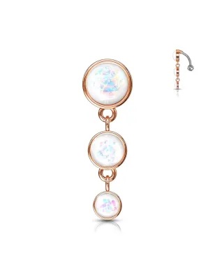 Piercing nombril inversé rosé triple opalescent blanc