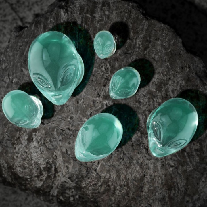 Piercing plug oreille verre tête d'alien