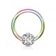 Piercing anneau Captif multicolore boule à cristaux blanc