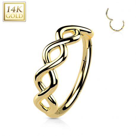 Piercing anneau oreille or jaune 14 carats symbole infini