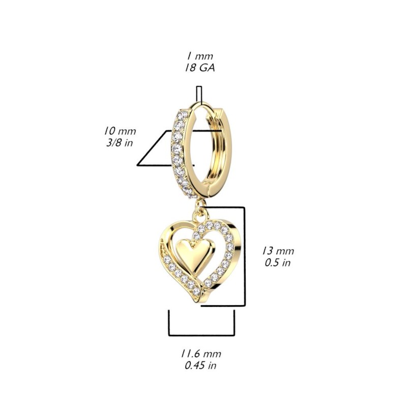 Boucles D'oreilles Créoles Cœur Acier Inoxydable Plaqué Or - Budget Beauté