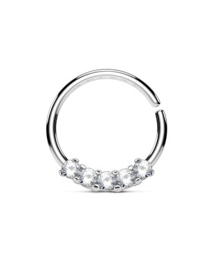 Piercing septum pliable cinq gemmes blancs
